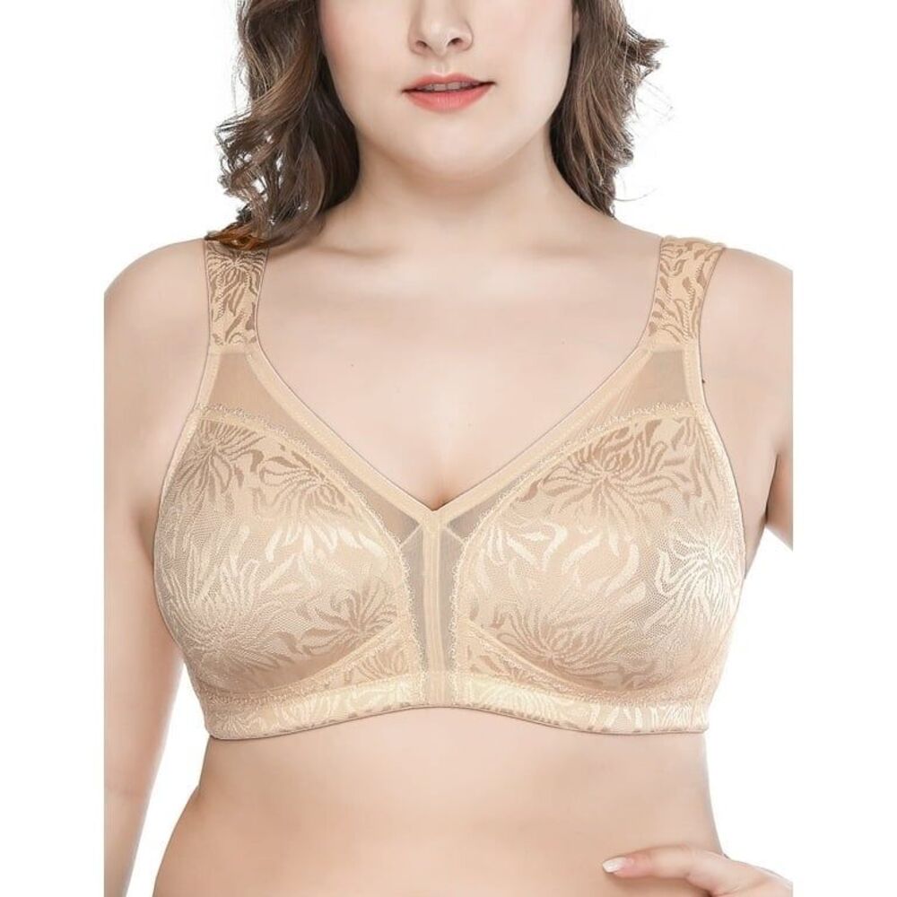 NWT Deyllo Women's Non Padded Wireless Plus Size Full Coverage Bra Size 46C #418